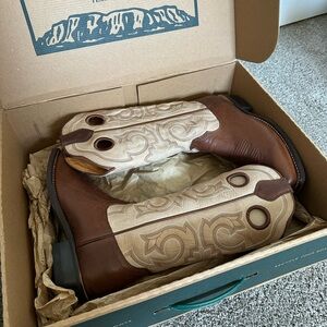 Tecovas Brown and Cream Heeled Boots the Marion